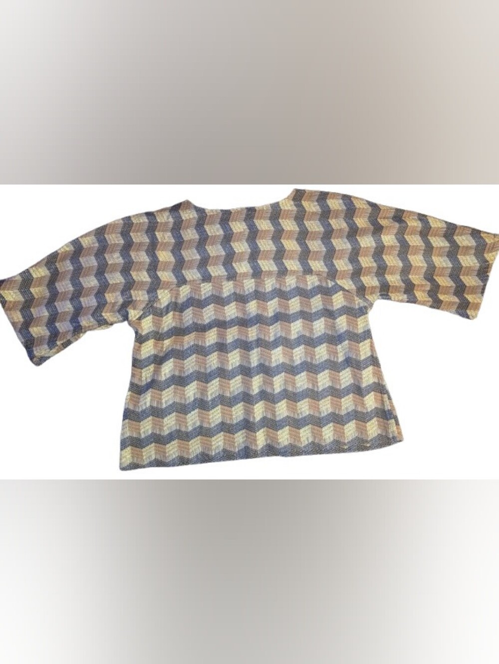 Ace & Jig Women's Gold/Black/White Chevron Quarter Sleeve Blouse - Picture 3 of 3
